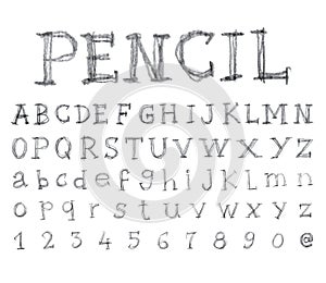 Pencil font Hand drawn. Vector illustration