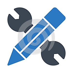 Pencil glyph colur vector  icon