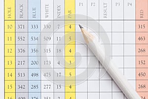 Pencil on a golf scorecard