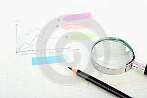 Pencil and graph grid scale paper