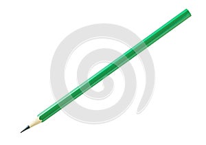 Pencil green, sharpened, isolated on white background with clipping path