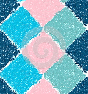 Pencil hatched blue pink and green squares