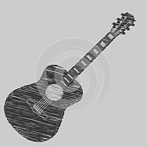 Pencil hatching guitar sketch