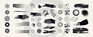 Pencil hatching in vector. Set of hand drawn doodle circles, textures for your design. Black and white hatching