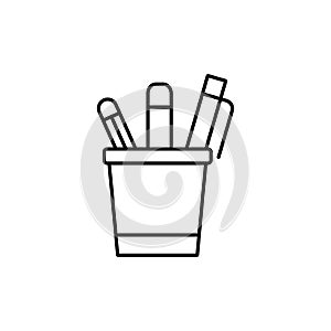 Pencil holder icon element of school icon for mobile concept and web app. Thin line pencil holder icon can be used for web and