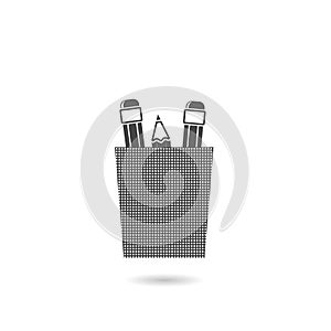 Pencil holder icon with shadow