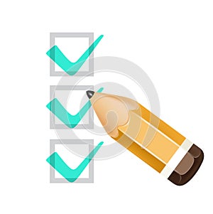Pencil icon with check boxes isolated