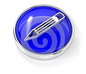 Pencil icon on glossy blue round button