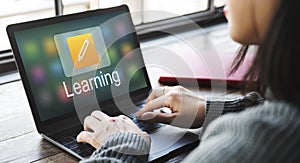 Pencil Icon Online Education Learning Graphic Concept photo