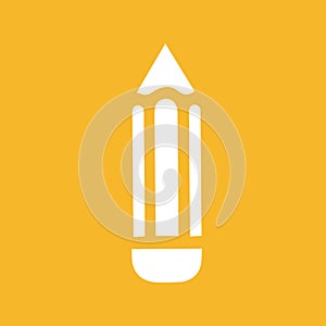 Pencil icon. For websites and apps. Image on yellow background. Flat line vector illustration.