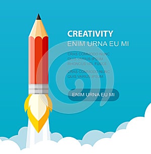 Pencil Illustration flat style. Creative start for presentation, booklet, etc.