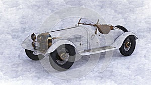 Pencil illustration of a White Alfa Romeo 6C-1750 A