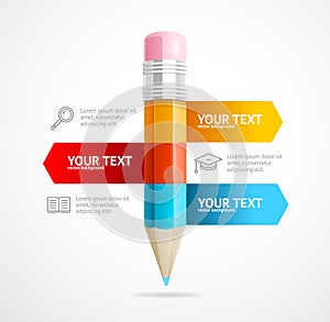 Pencil Infographic Education Concept. Vector