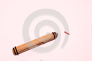 Pencil made of wood. Replaceable slates. Isolated on a white background.