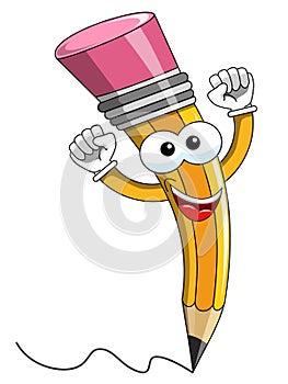Pencil Mascot cartoon exulting isolated