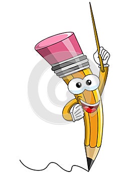 Pencil Mascot cartoon stick teaching isolated