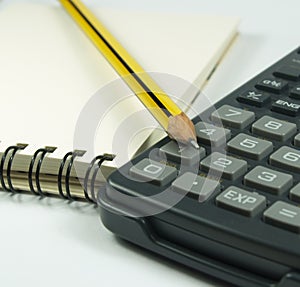 Pencil notepad and calculator