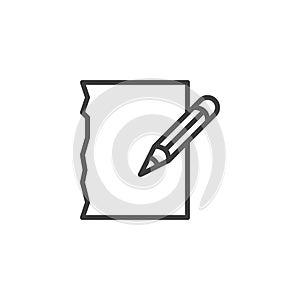 Pencil and paper line icon