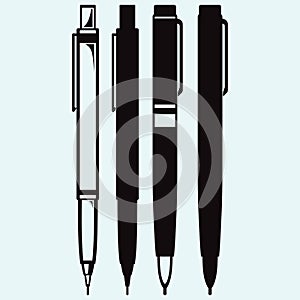 Pencil, pen and fountain pen icons