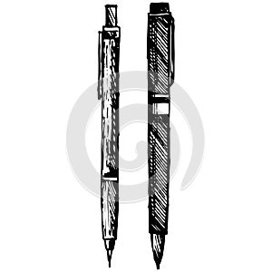 Pencil, pen and fountain pen icons