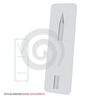 Pencil / Pen Holder Template, Book Attachment. Vector with die cut / laser cut layers. White, clear, blank, isolated on white back photo