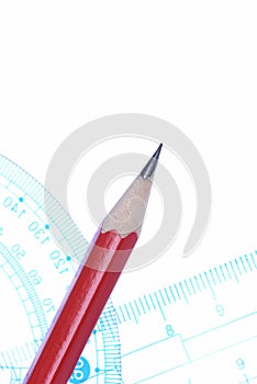 Pencil protractor and ruler transparent