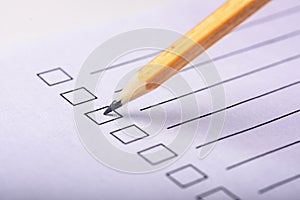 Pencil on the questionnaire