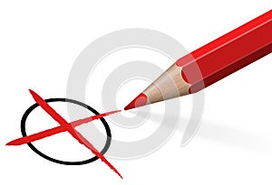 pencil with red cross