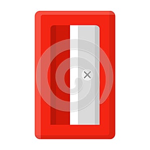 Pencil red sharpener isolated on white background. Cartoon style. Vector illustration for any design