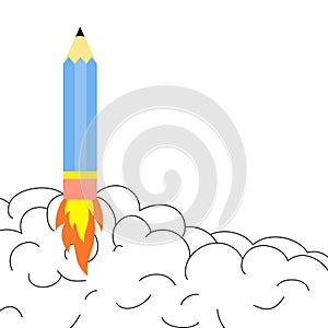 Pencil rocket illustration design