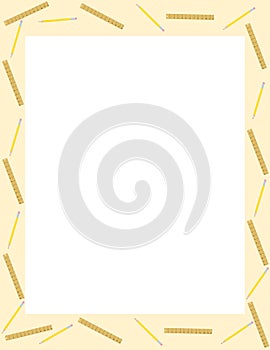 Pencil and ruler background over pale yellow frame - vector available