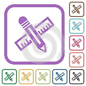 Pencil and ruler simple icons