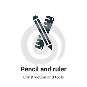 Pencil and ruler vector icon on white background. Flat vector pencil and ruler icon symbol sign from modern construction and tools