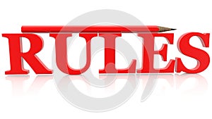 Pencil with rules concept in red