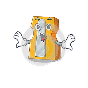 Pencil sharpener cartoon character design on a surprised gesture