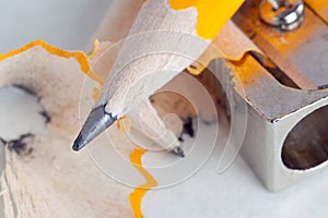 Pencil and sharpener close-up