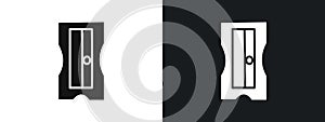 Pencil sharpener icon linear graphics set vector in black