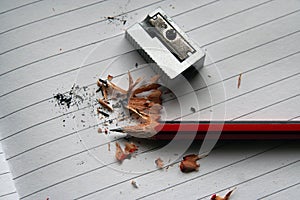 Pencil and sharpener. Sharpening pencil. School pencil and sharpener.