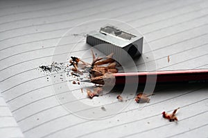 Pencil and sharpener. Sharpening pencil. School pencil and sharpener.