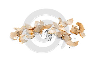 Pencil Shavings Isolated on White