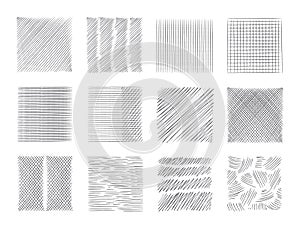 Pencil sketch line. Pen scribble effects. Doodle freehand sketchy clipart. Messy hand drawn monochrome pattern. Square