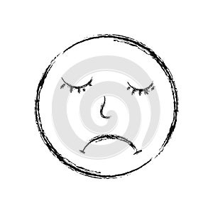 Pencil sketch of a sad face in the style of Doodle. Isolated on white background