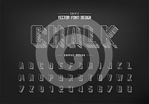 Pencil sketch shadow bold Font and alphabet vector, Chalk typeface and number design