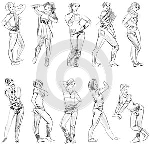 Pencil sketches of figures