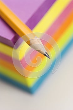 Pencil and sticky notes.