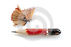 Pencil Stub and Shavings Isolated photo