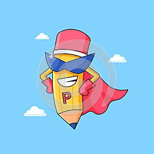 Pencil super hero spirit learning mascot design for pre school kids vector illustration design