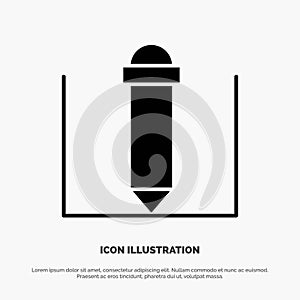 Pencil, Text Education solid Glyph Icon vector