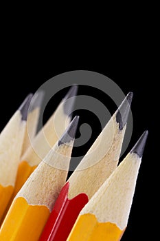 Pencil tips closeup on black background