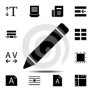 Pencil tool, text icon. Simple glyph, flat vector of Text editor set icons for UI and UX, website or mobile application